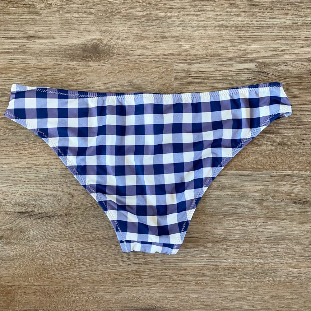 Solid & Striped Bikini Bottom Plaid Purple Blue M… - image 2